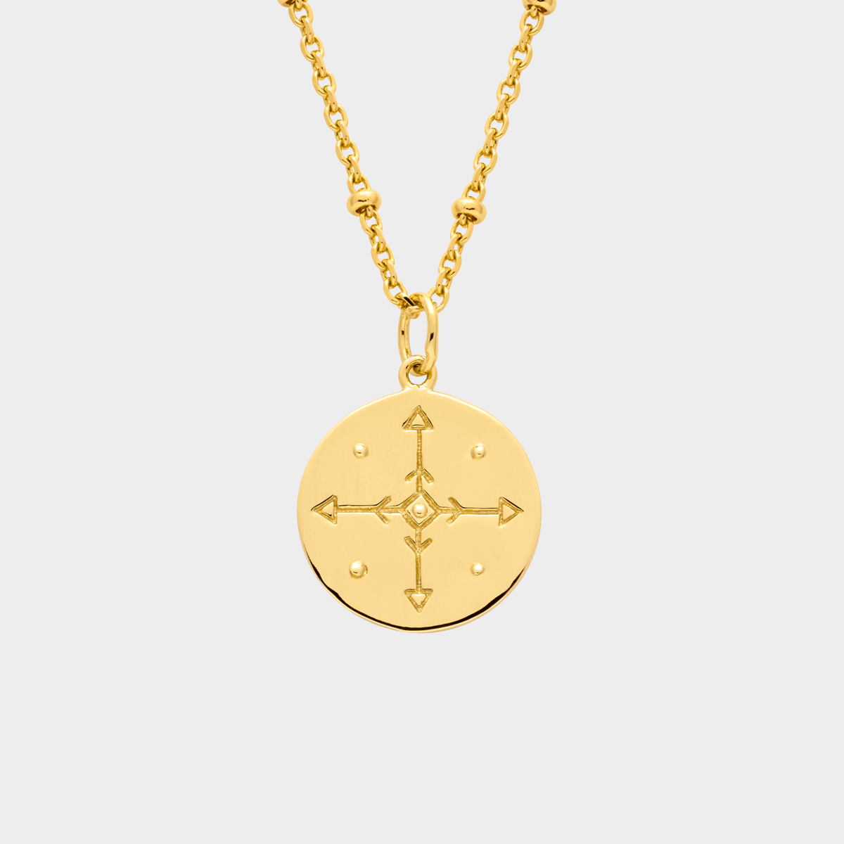 Collier rose des vents sur chaîne maille perlée