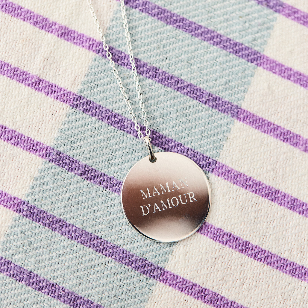 Collier grande médaille sur chaîne forçat argent massif