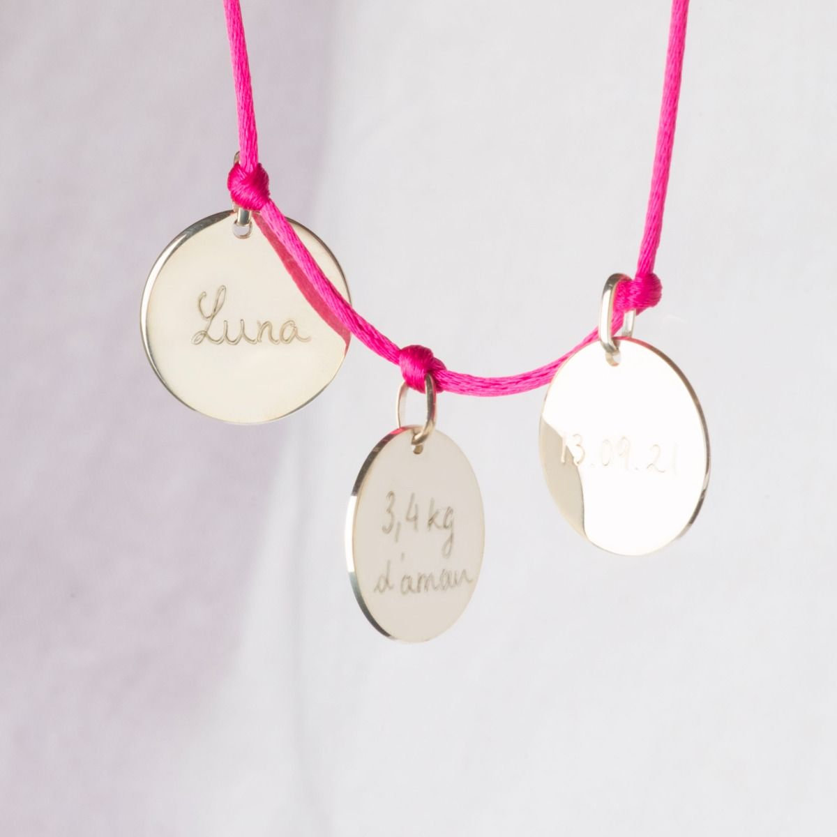 Collier à composer argent sur lien satin