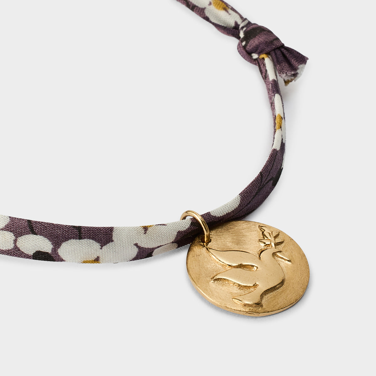 Bracelet grigri sur cordon Liberty plaqué or