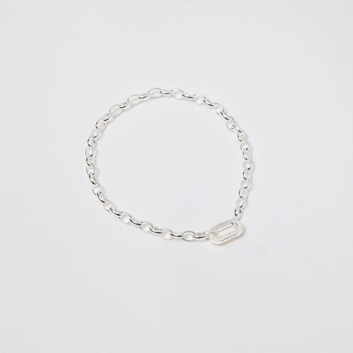 Bracelet Smile ovale sur chaîne argent