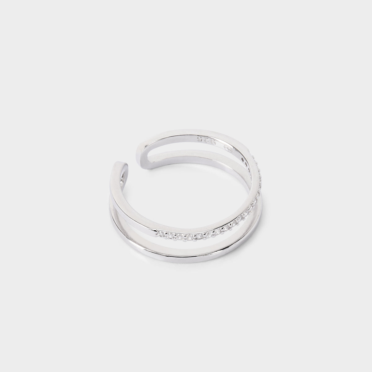 Bague Pure et brillants ajustable argent