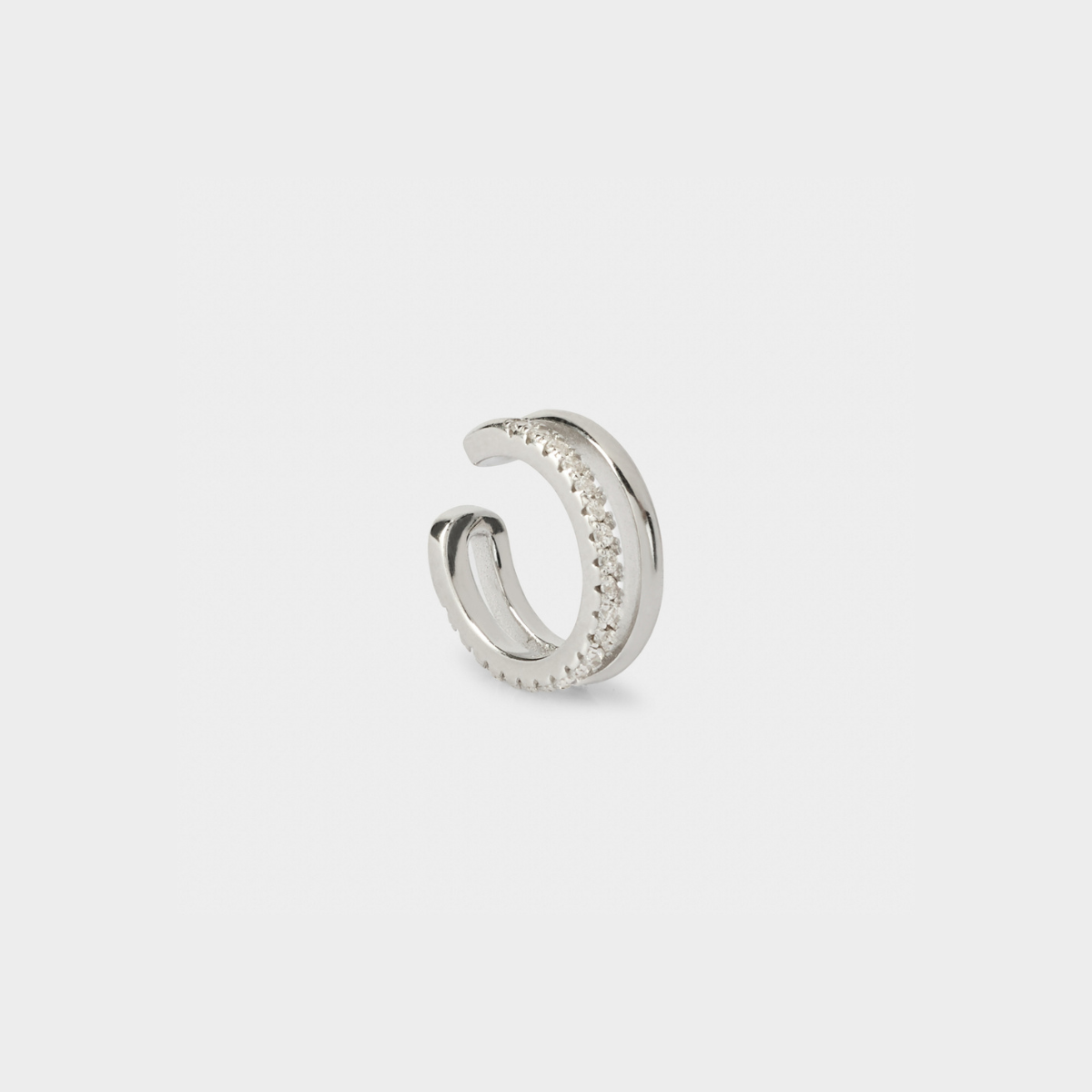 Ear cuff parallèle demi pavée argent
