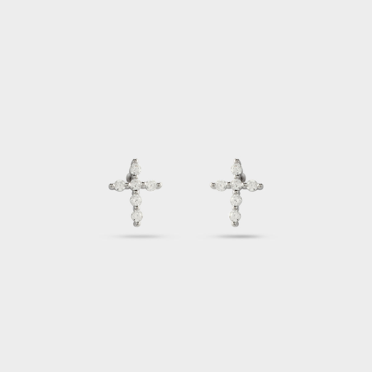 Boucles d'oreilles croix brillante argent