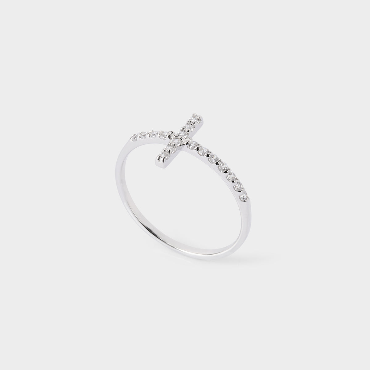 Bague croix pavée argent