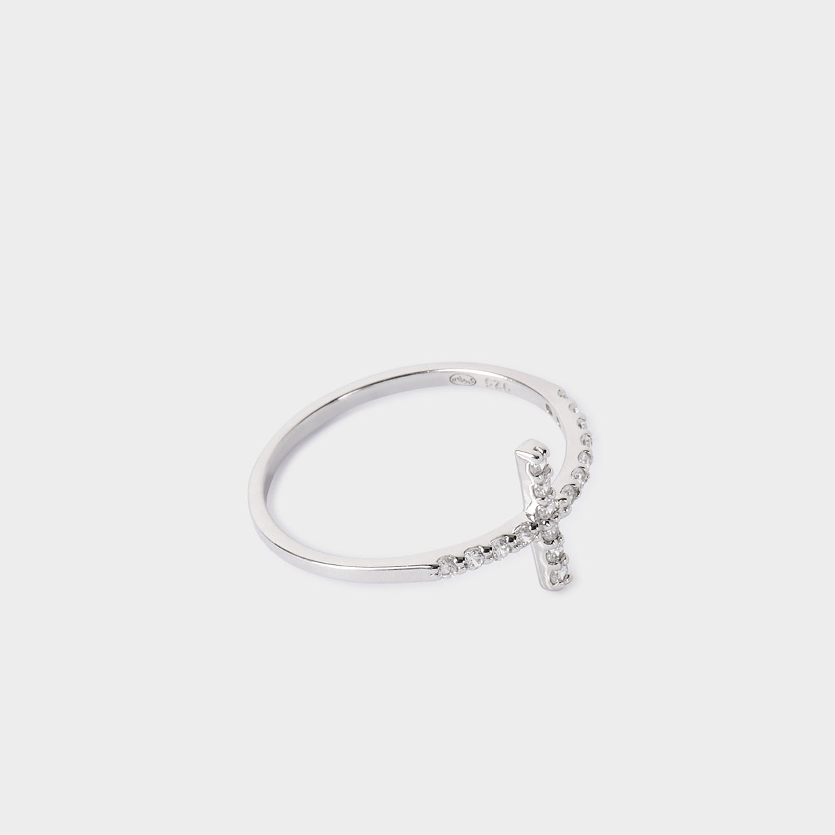 Bague croix pavée argent