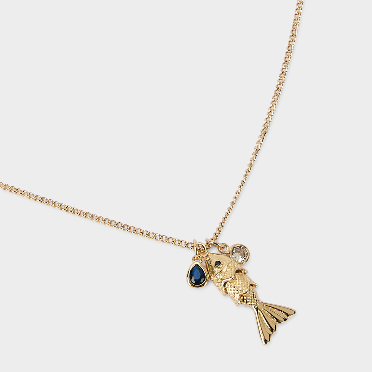 Collier poisson articulé et zircons plaqué or