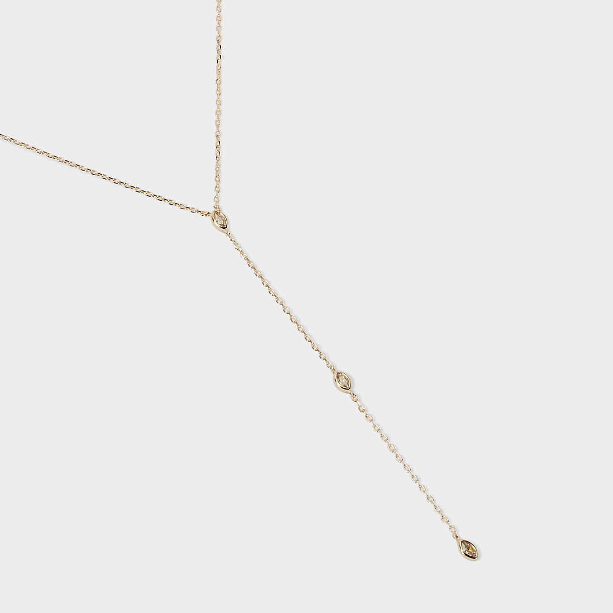 Collier cravate trio de gouttes zircons plaqué or