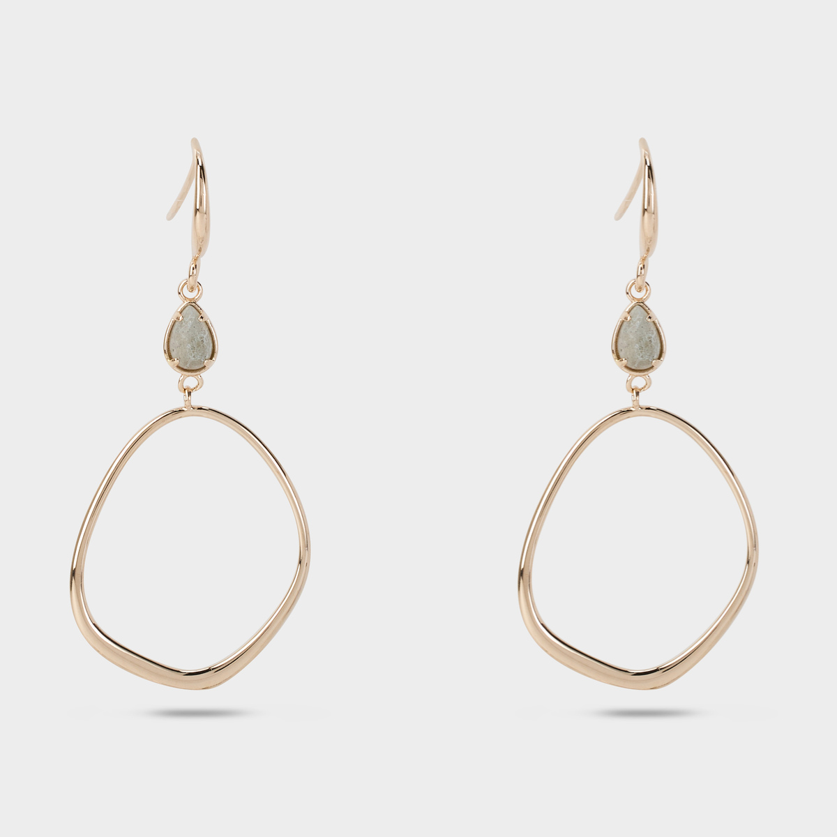Boucles d'oreilles pierre et goutte plaqué or