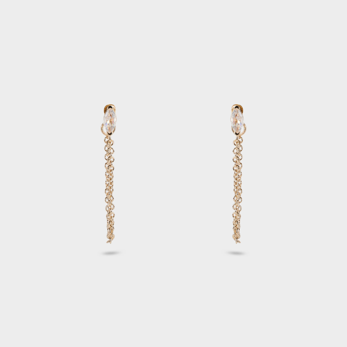 Boucles d'oreilles devant derrière chaîne Navette plaqué or