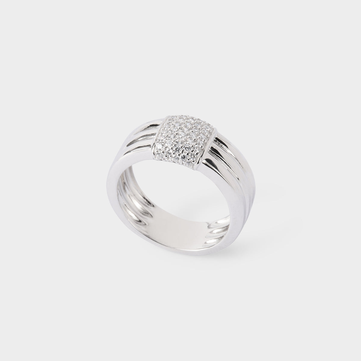 Bague carré pavé argent