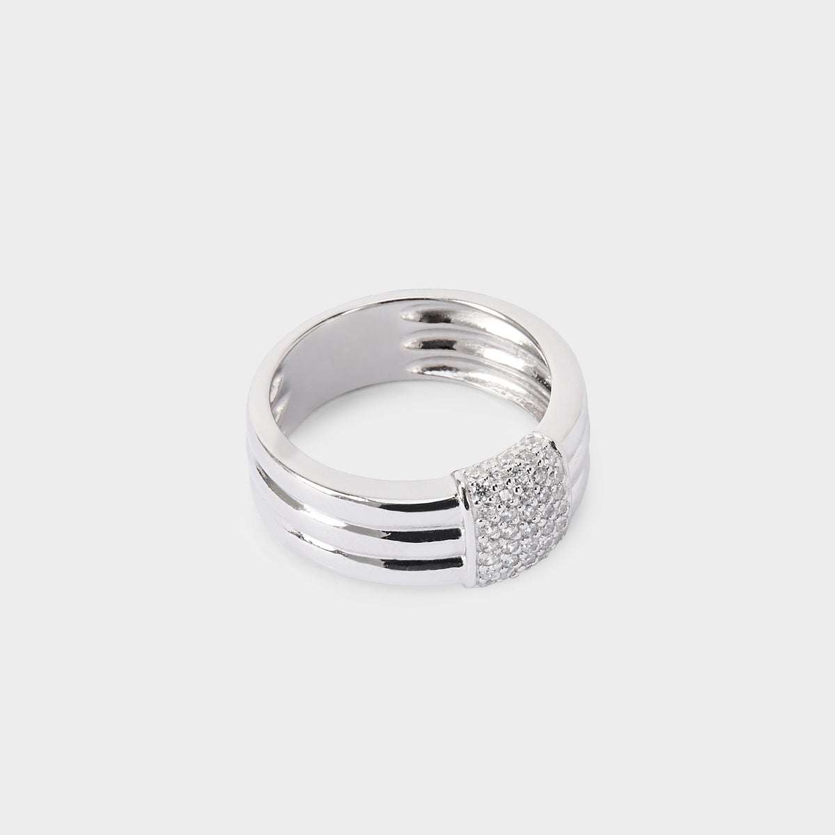 Bague carré pavé argent