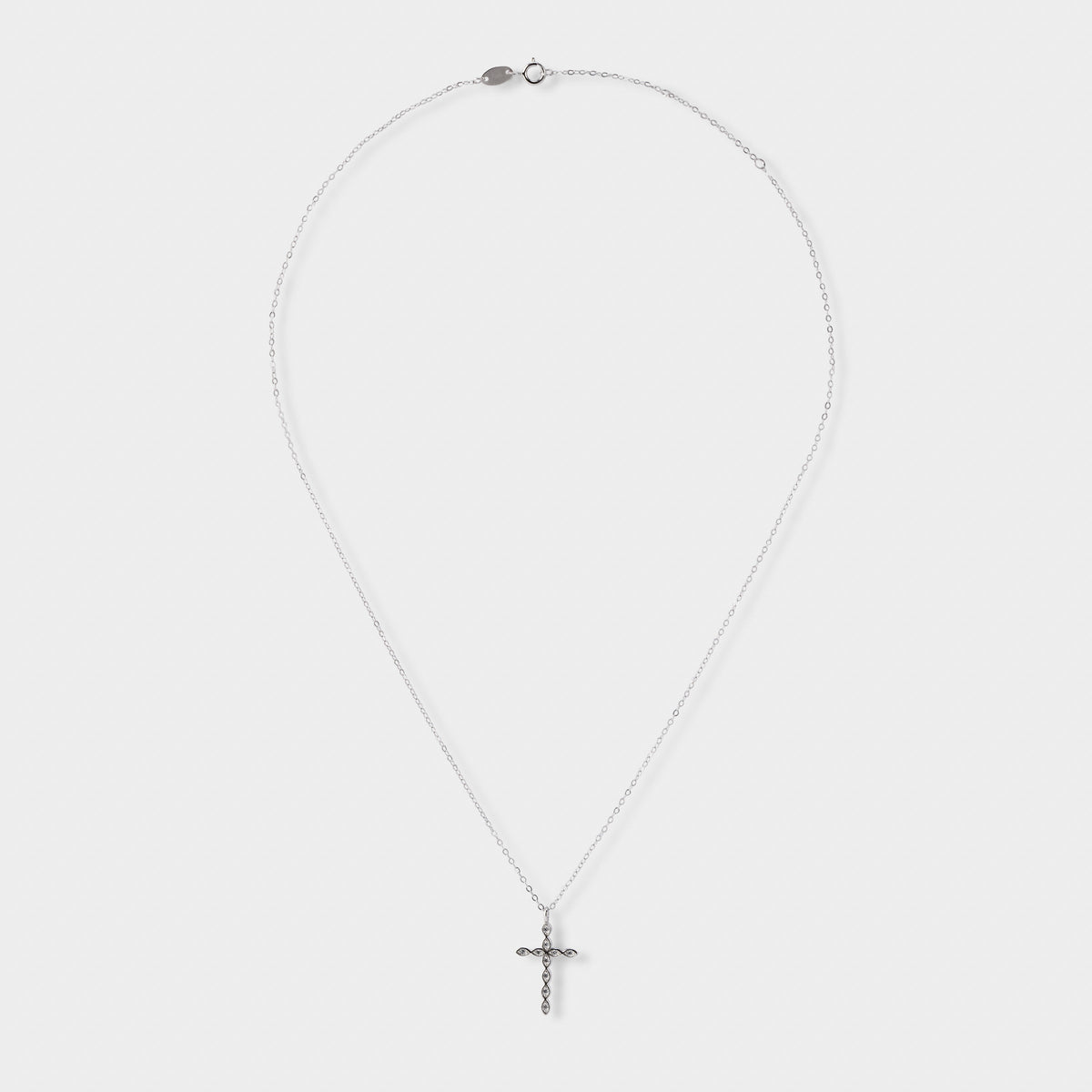 Collier croix pavée argent