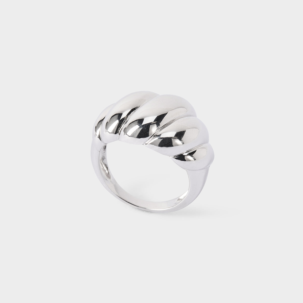 Bague large ondulée argent