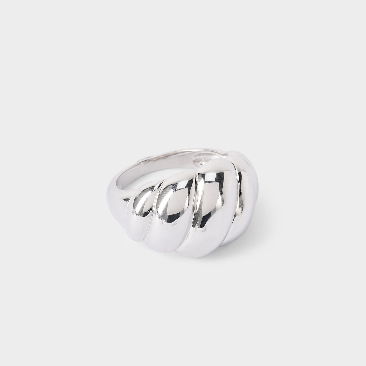 Bague large ondulée argent