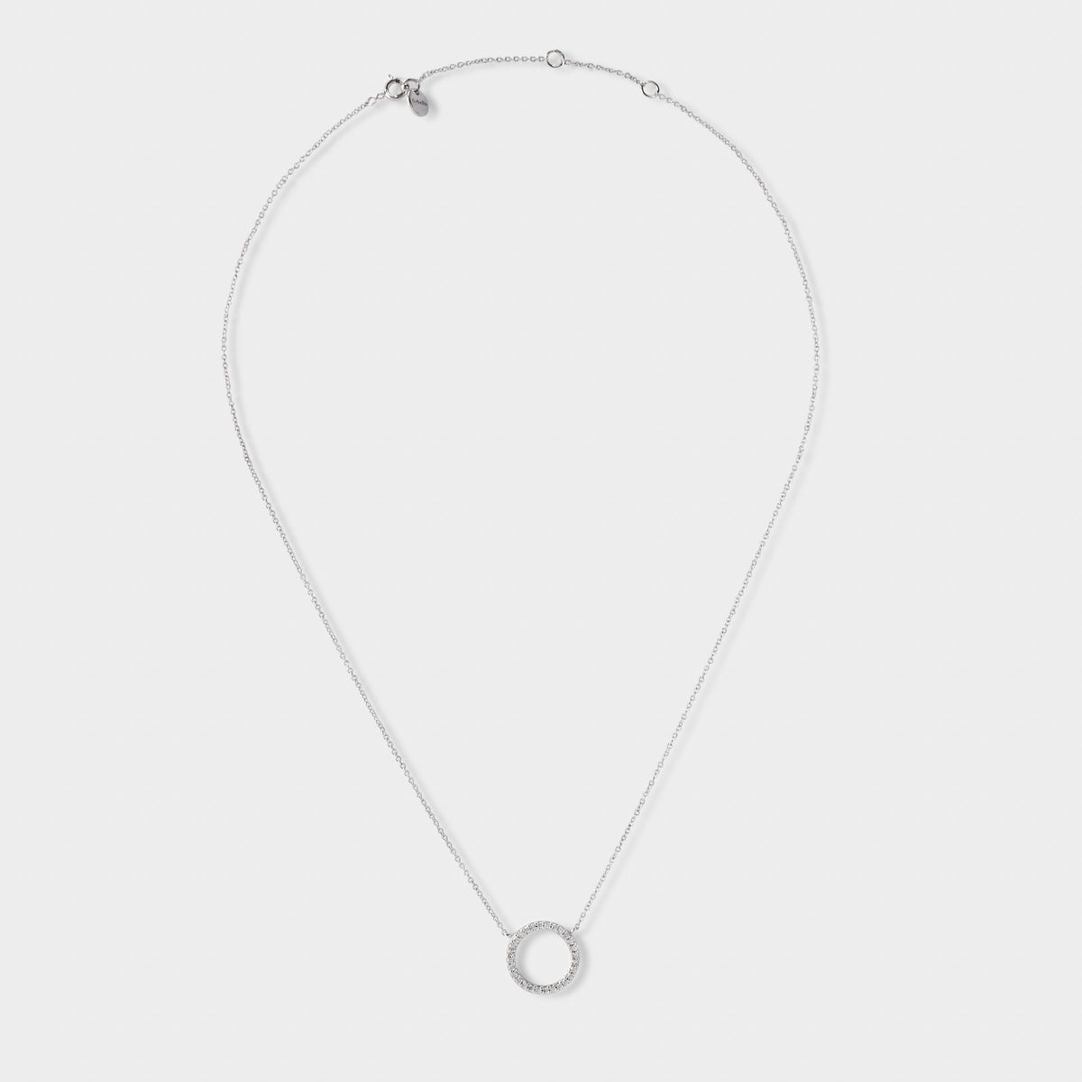 Collier anneau pavé argent