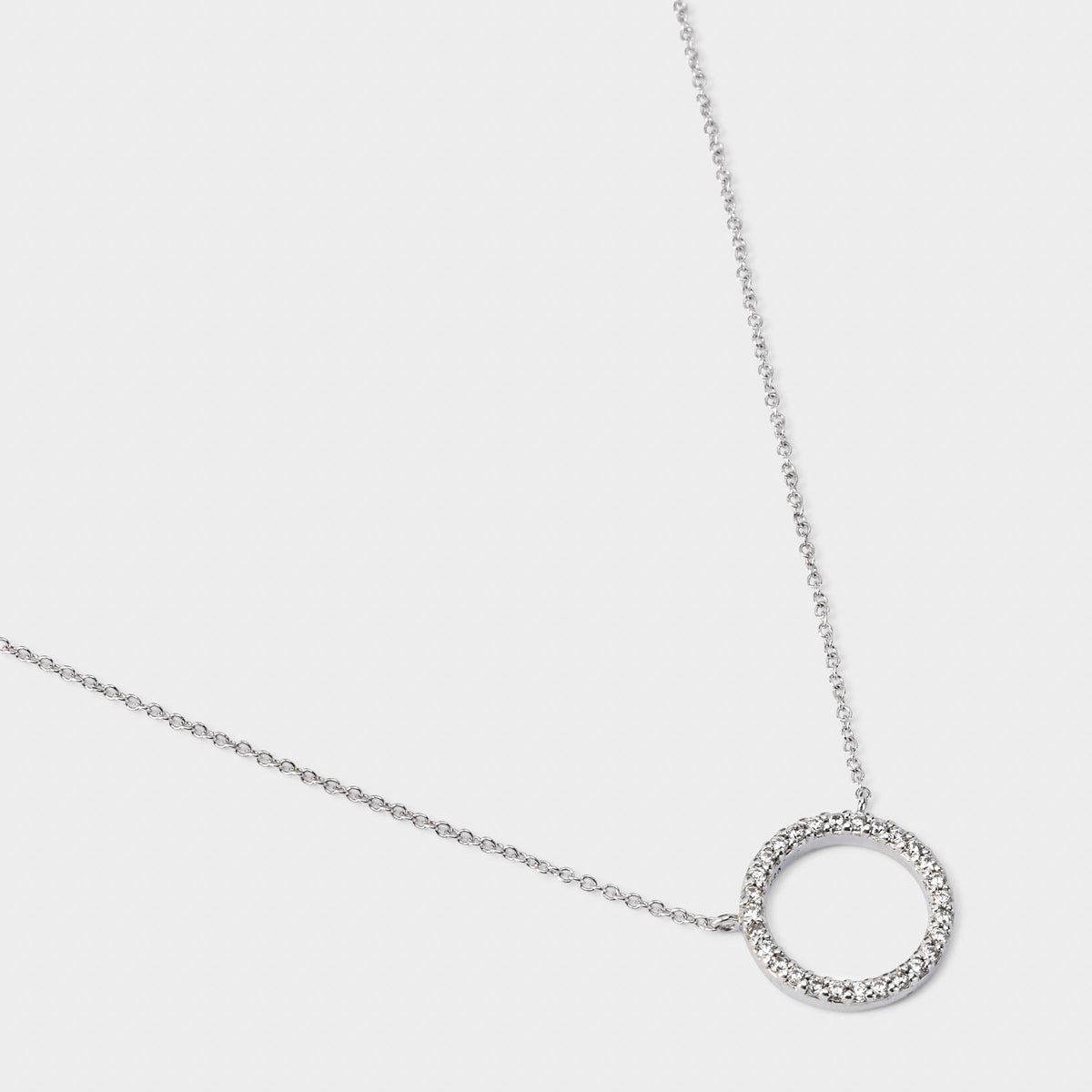 Collier anneau pavé argent