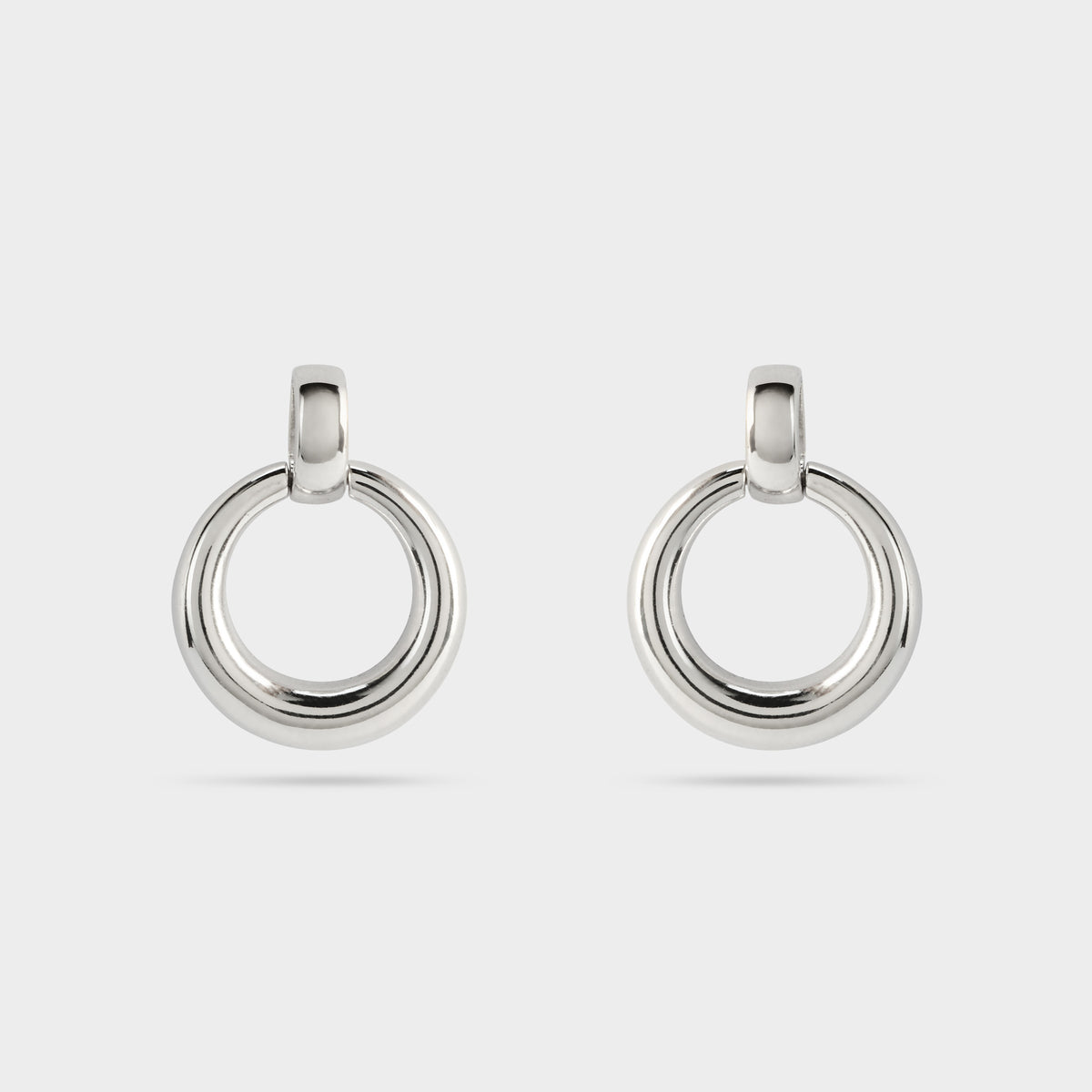 Boucles d'oreilles cercle bombé pendant argent