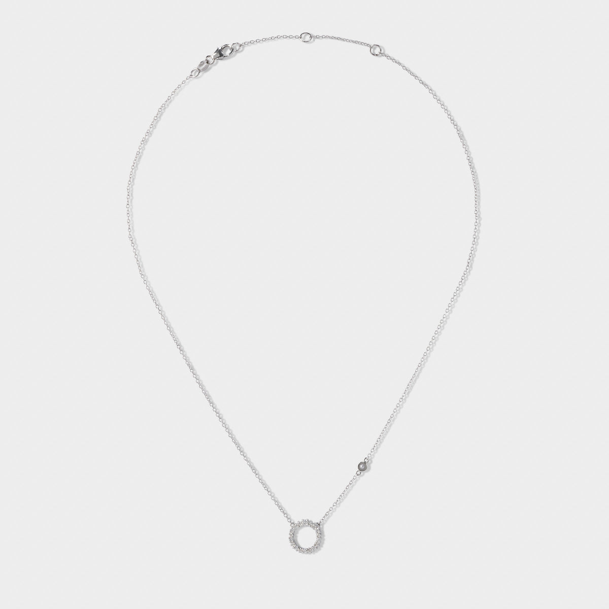 Collier cerclé pavé 1 zircon argent