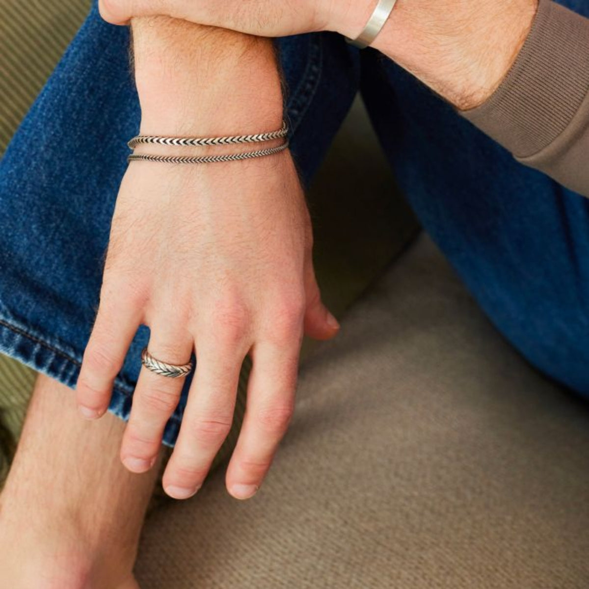 Bague chevrons en argent