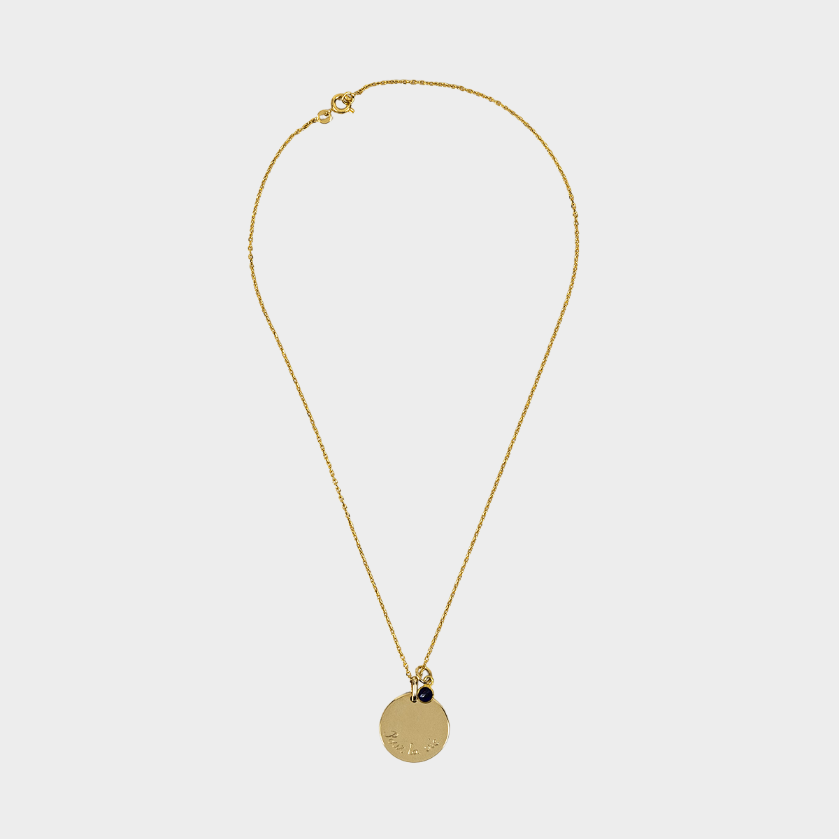 Collier rond plat et pierre de naissance sur chaîne plaqué or