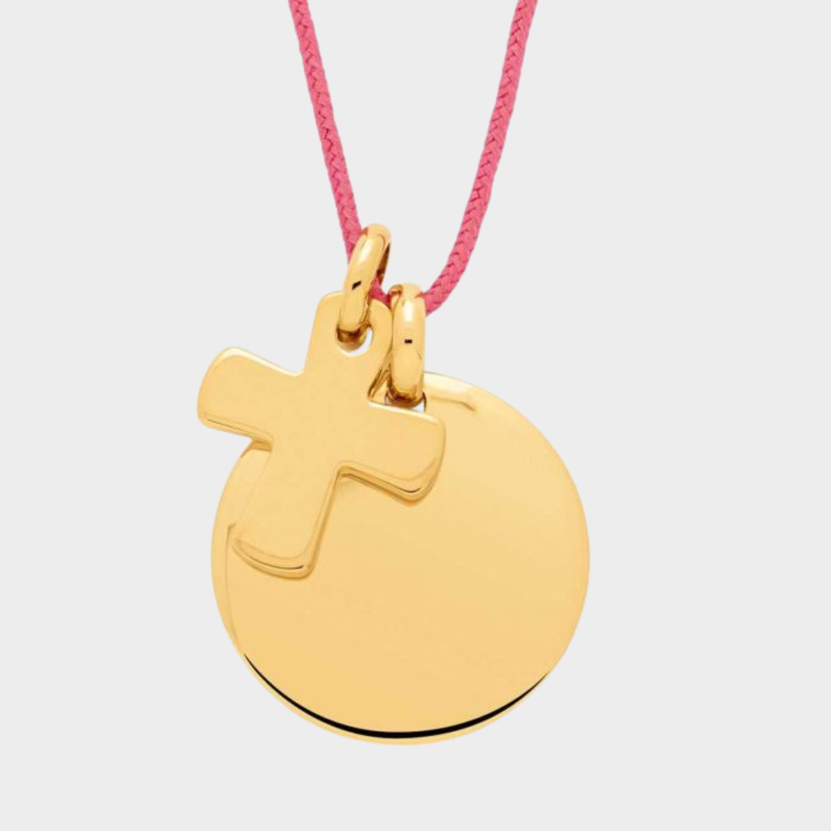 Collier 1 breloque, 1 mini breloque sur lien coton plaqué or