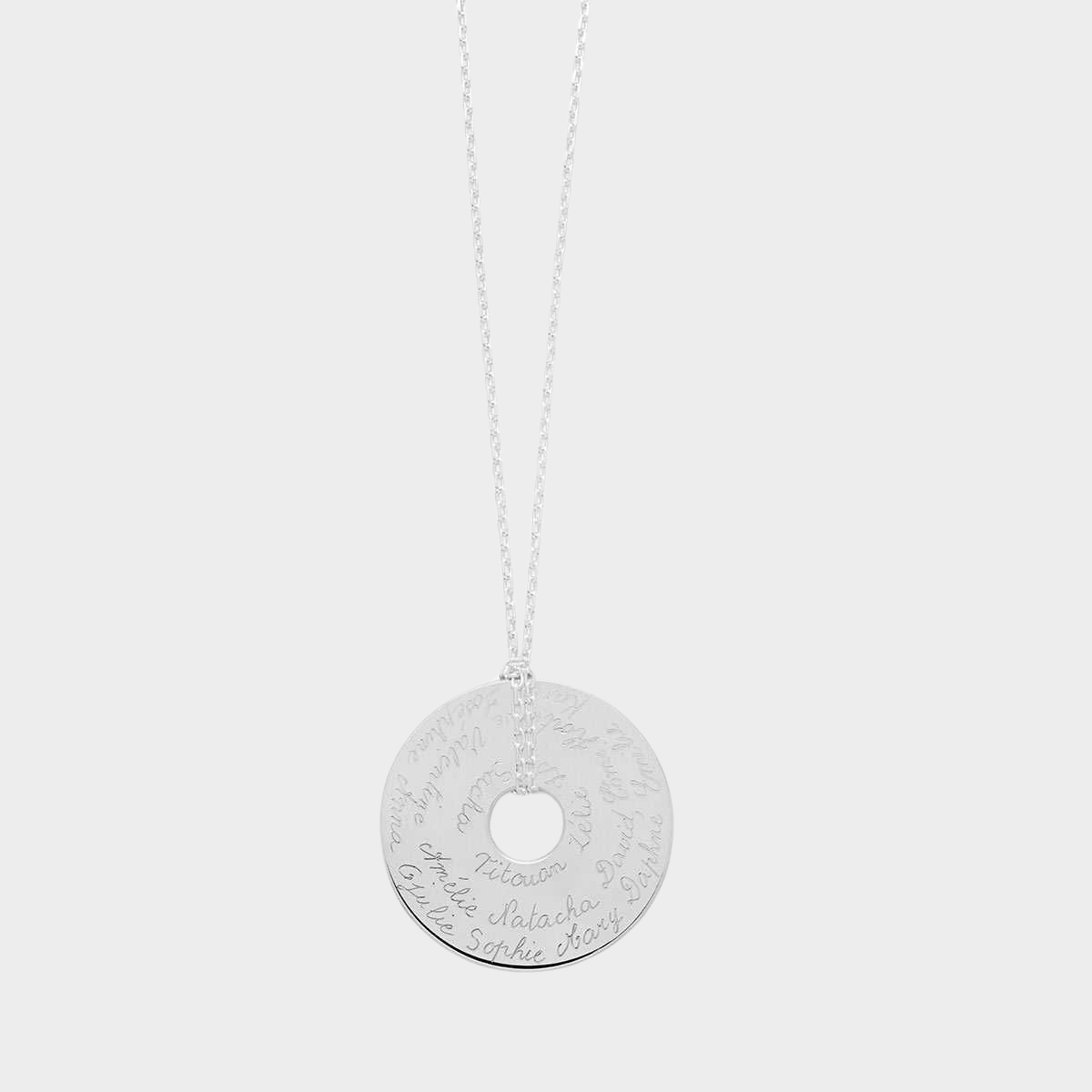 Collier grande cible sur chaîne forçat argent