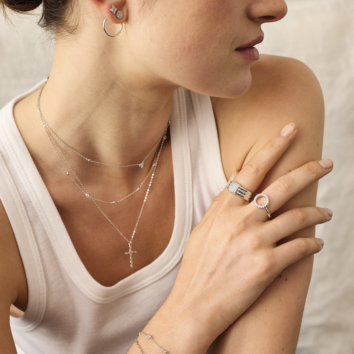 Bague carré pavé argent