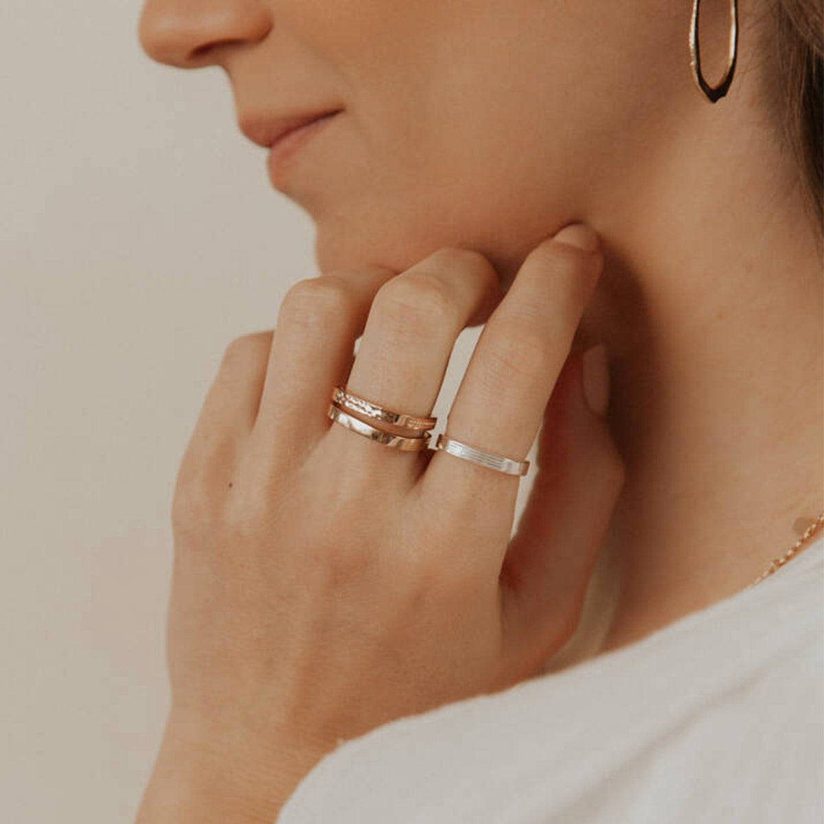 Bague N°4 plaqué or rose et argent