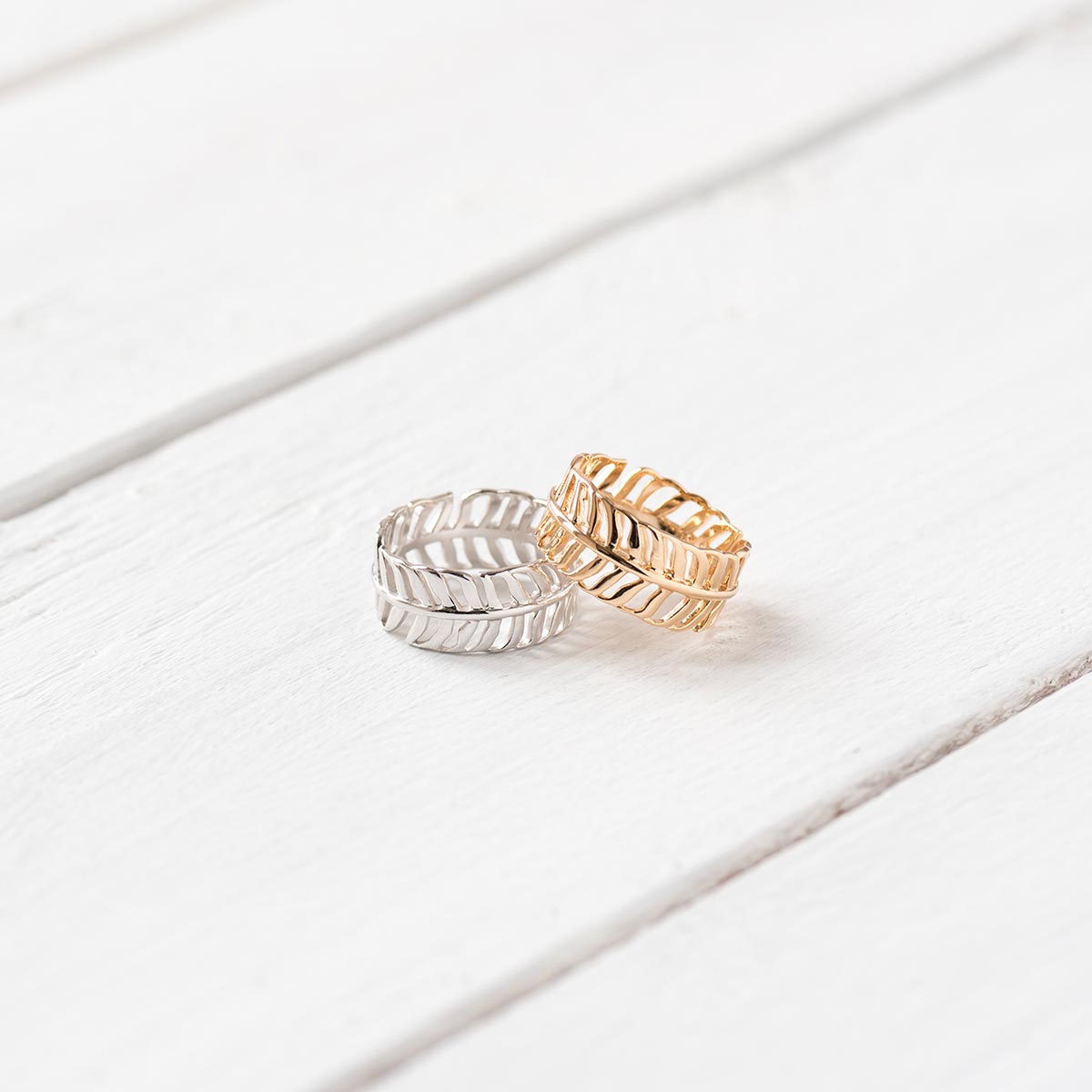 Bagues Plume plaqué or et argent 925