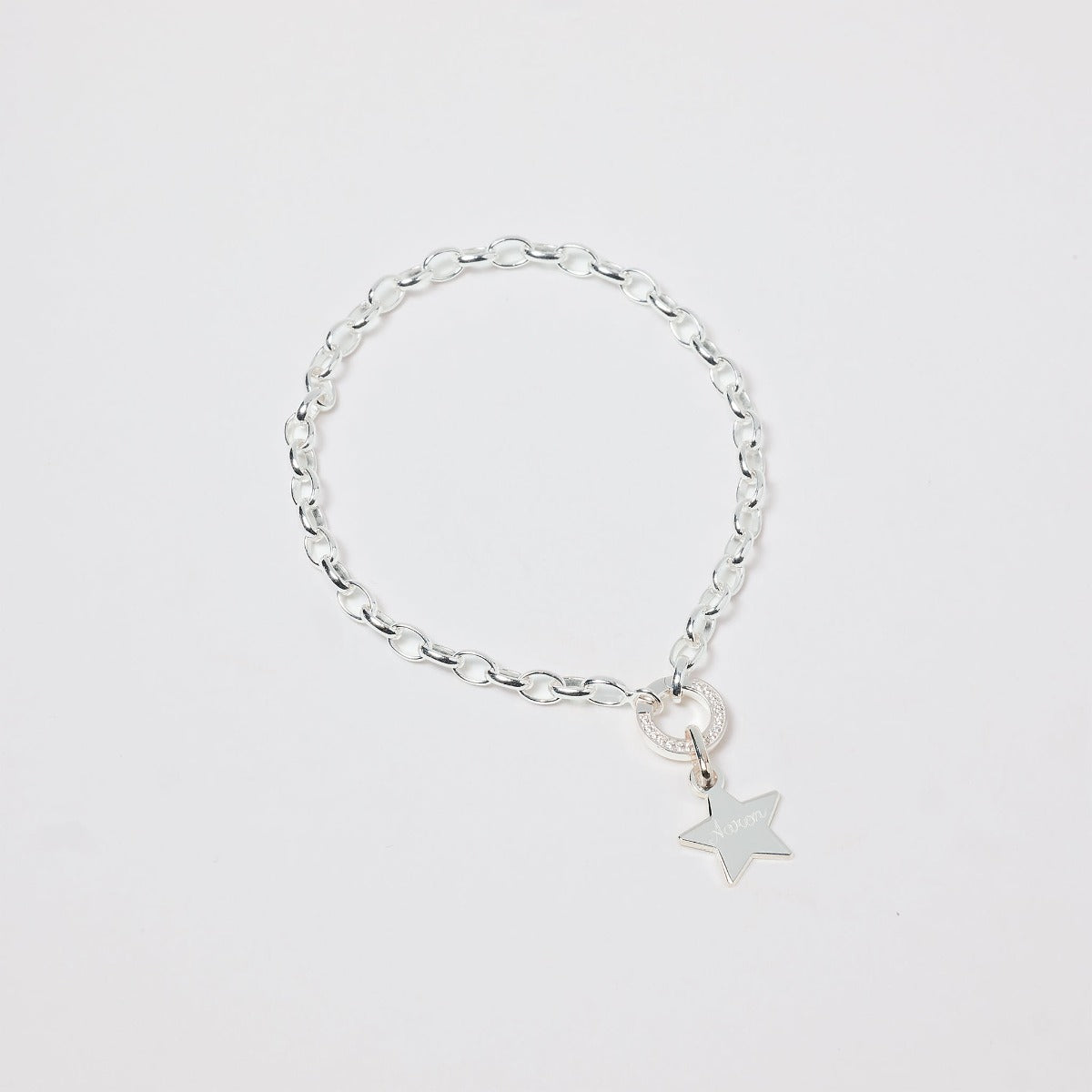 Bracelet chaîne et breloque étoile argent Smile, maillons ronds