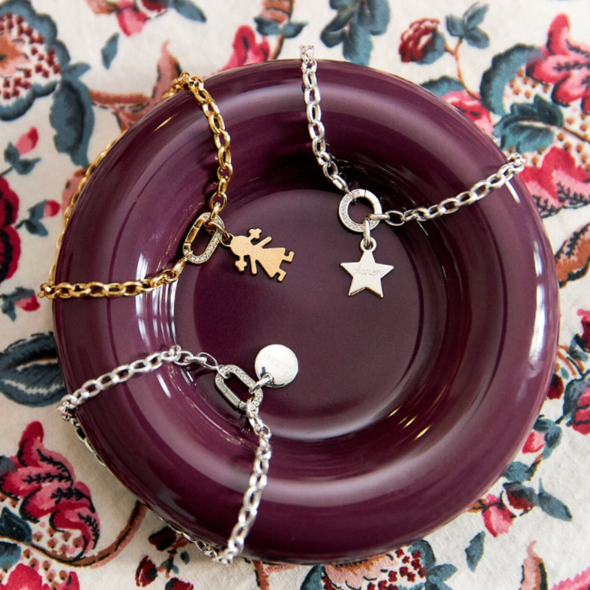 Bracelet chaîne et breloque argent Smile, maillons ronds