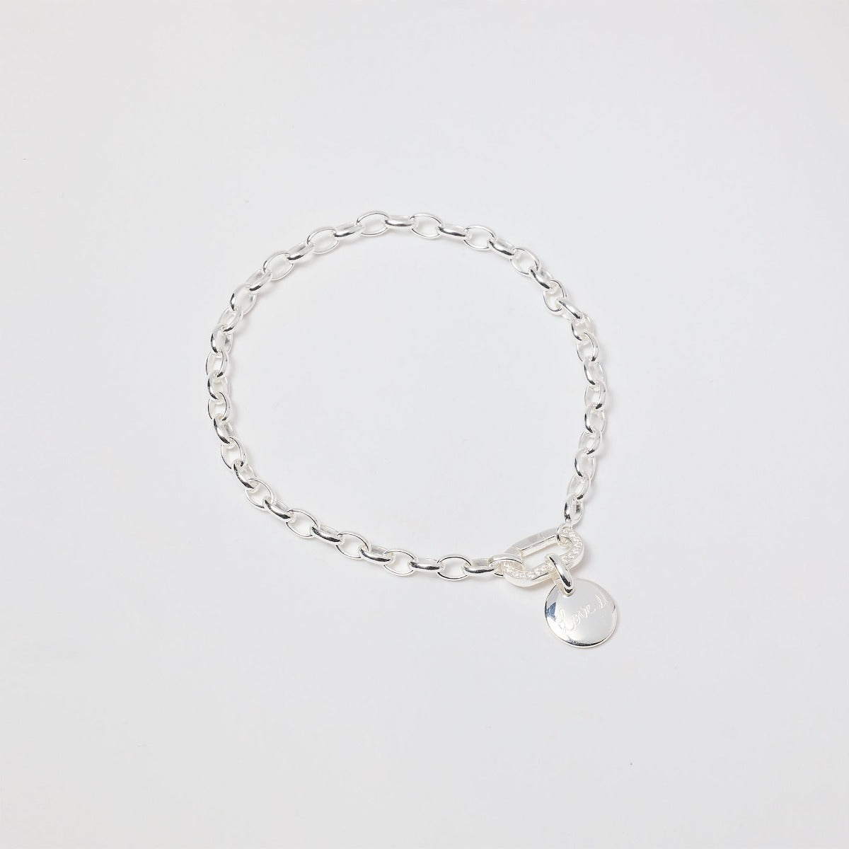 Bracelet chaîne et breloque argent Smile, maillons ronds