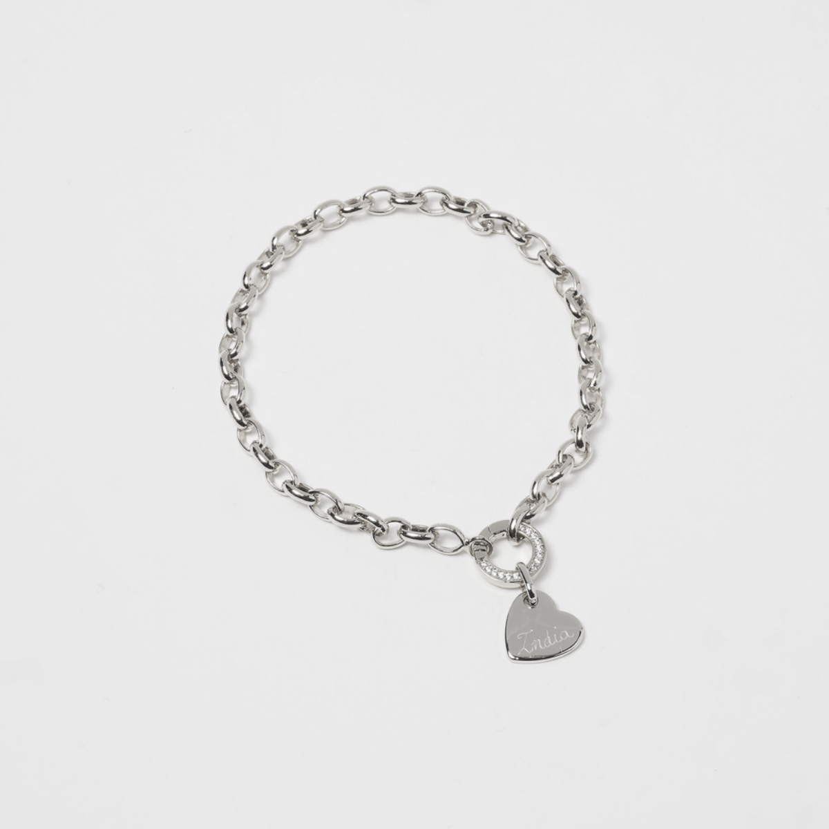 Bracelet chaîne et breloque cœur argent Smile, maillons ronds