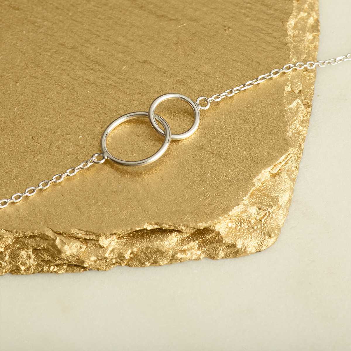 Bracelet duo d'anneaux argent massif