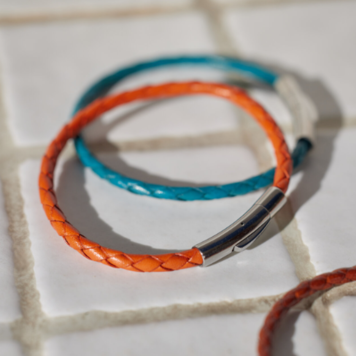 Bracelet homme les Cyclades turquoise, orange et camel