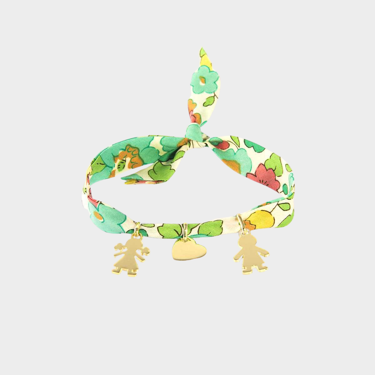 Bracelet mini breloques à composer sur ruban Liberty plaqué or