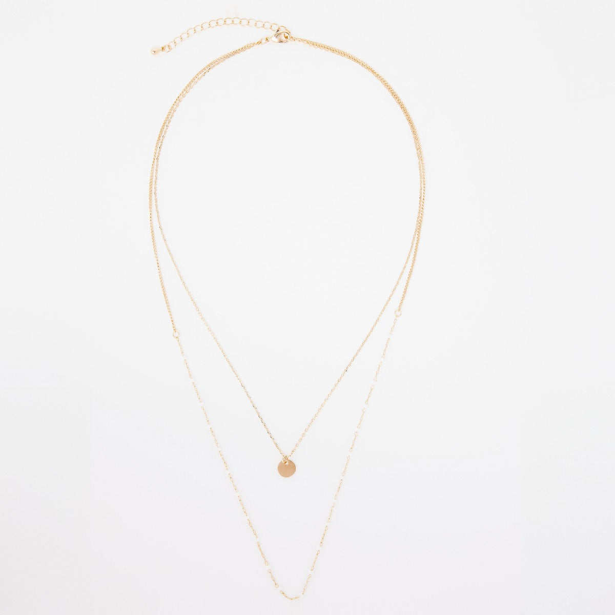 Collier duo Mahos blanc et rond plaqué or