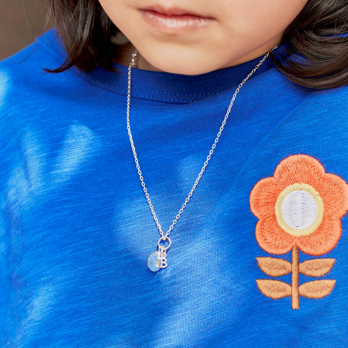 Collier lettre et mini rond argent