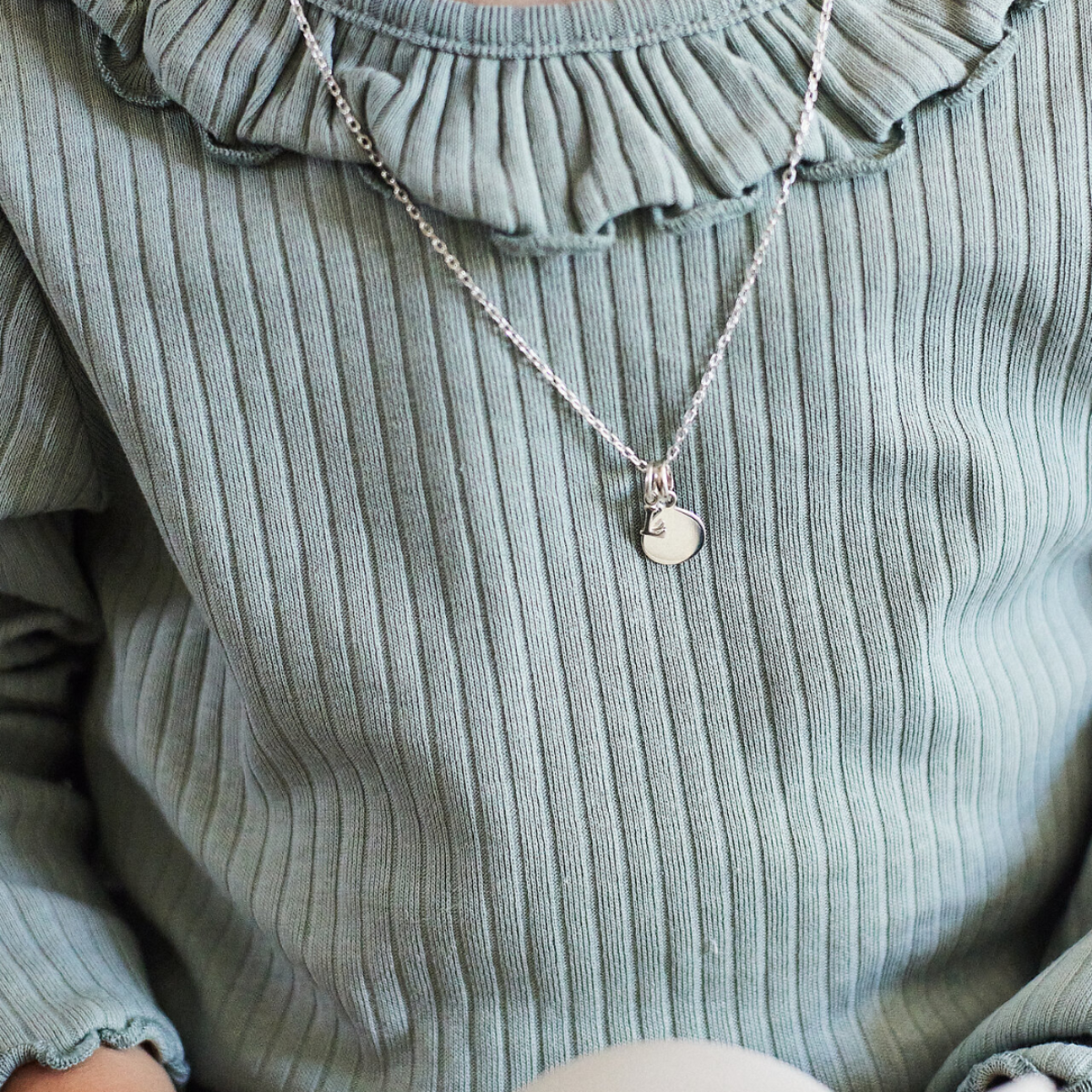 Collier lettre et mini rond argent