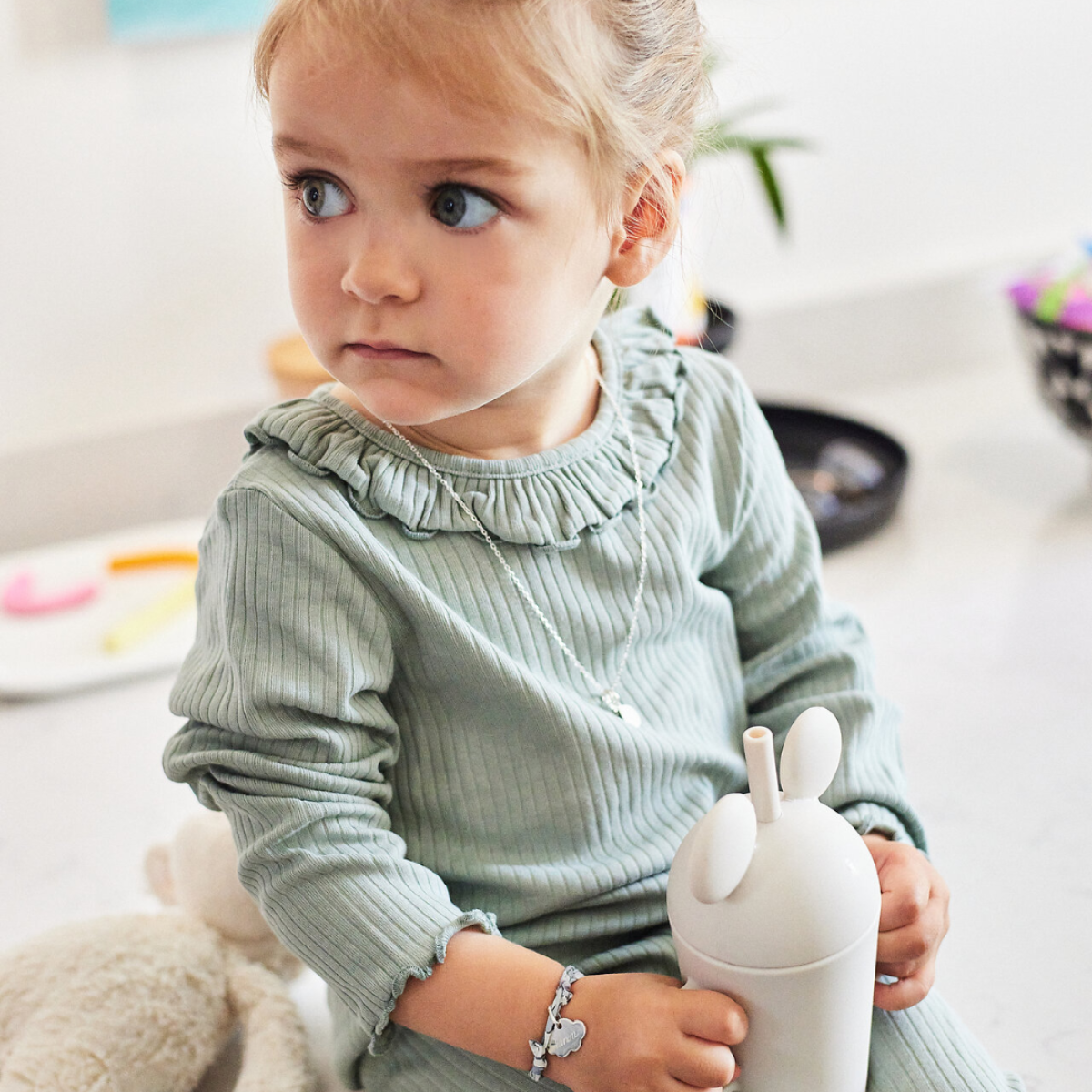 Collier lettre et mini rond argent