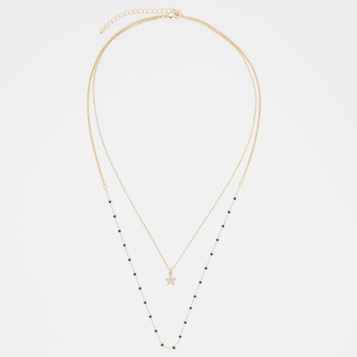 Collier duo Mahos noir et étoile Plaqué Or