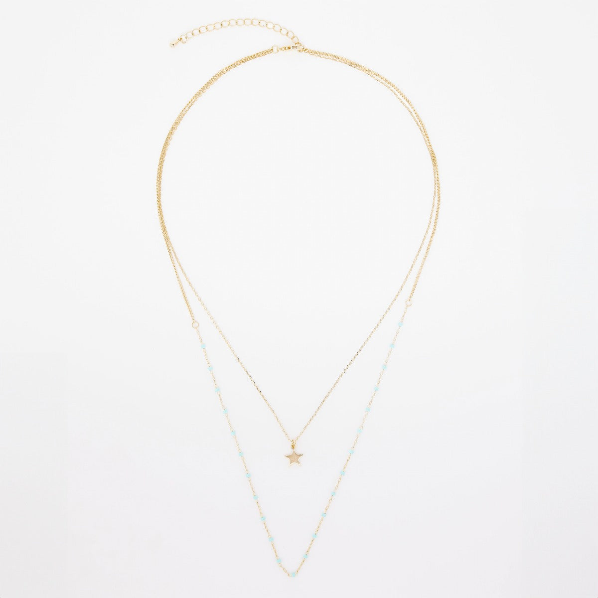 Collier duo Mahos vert et étoile Plaqué Or