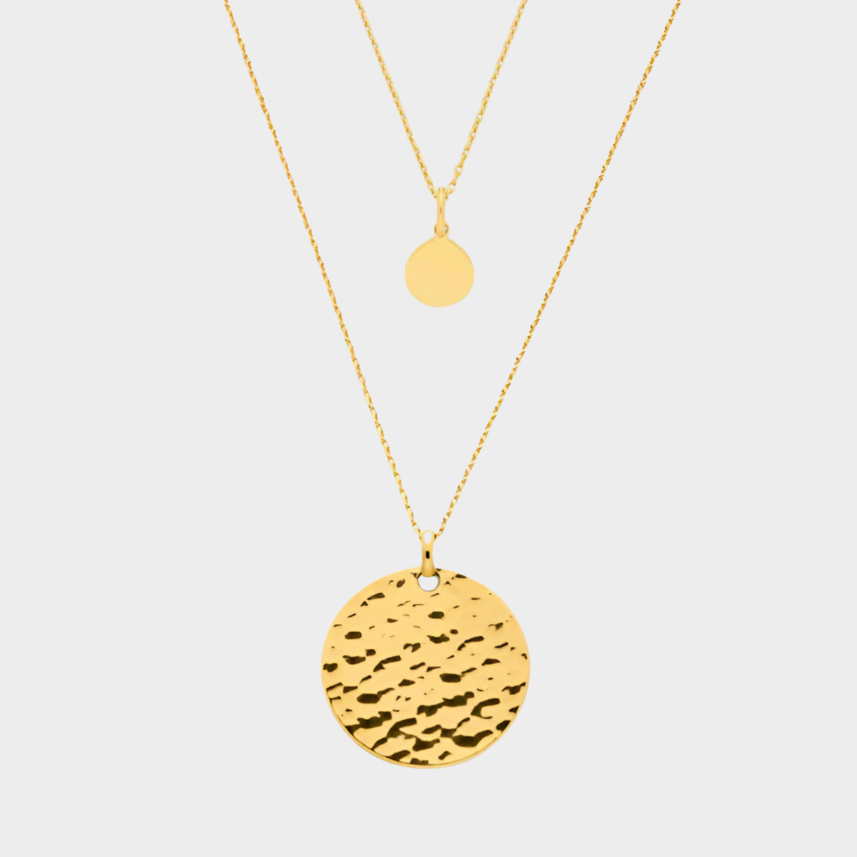 Duo de médaille martelée et mini rond plaqué or