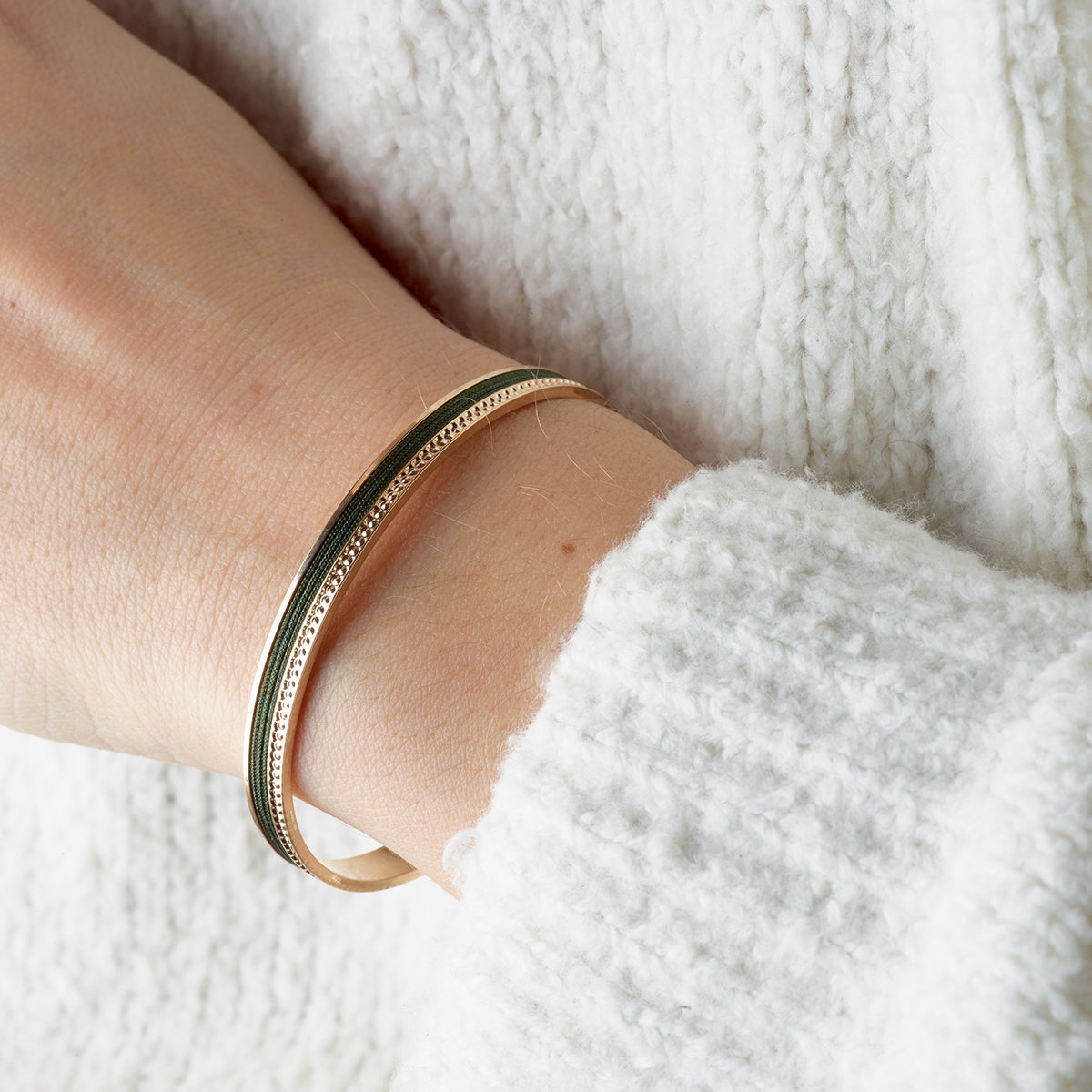 Jonc Galon et perles plaque or