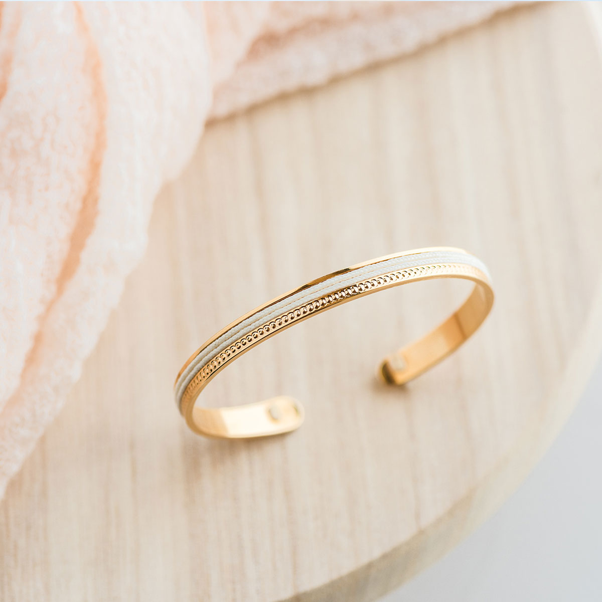 Jonc Galon et perles plaque or