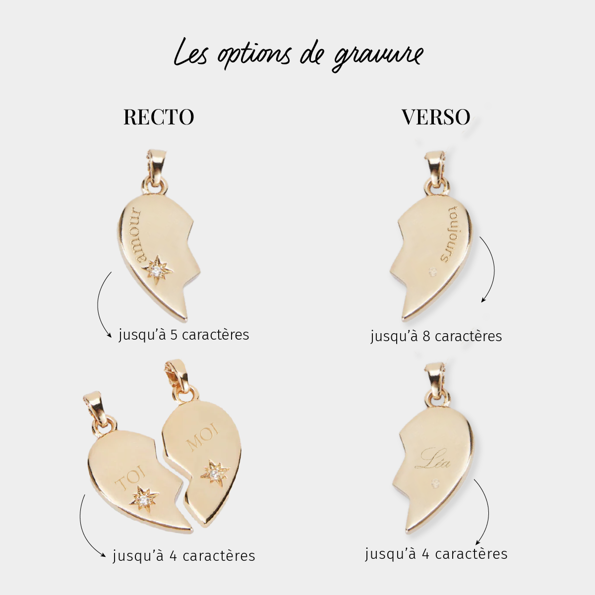 Collier demi-cœur droit plaqué or