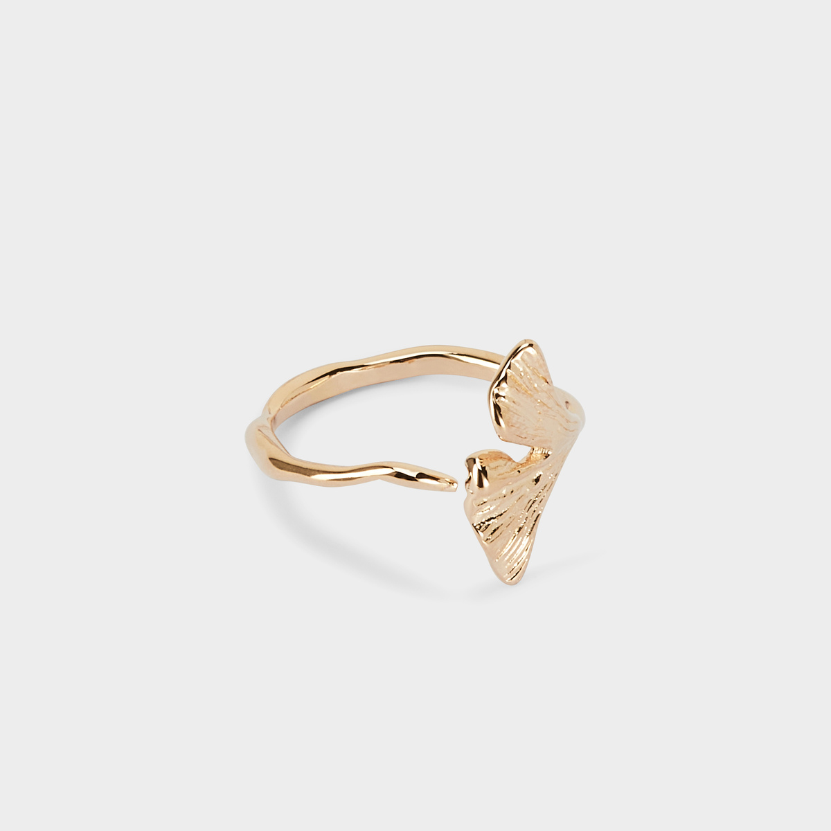 Bague Gingko ajustable plaqué or