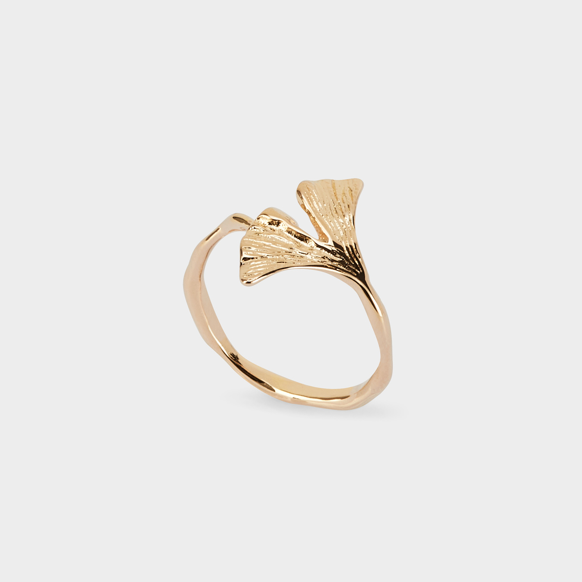 Bague Gingko ajustable plaqué or