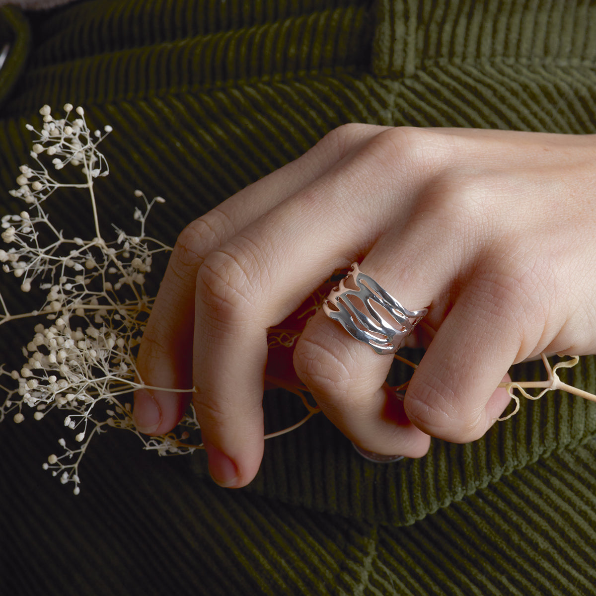 Bague Ramage ajustable argent